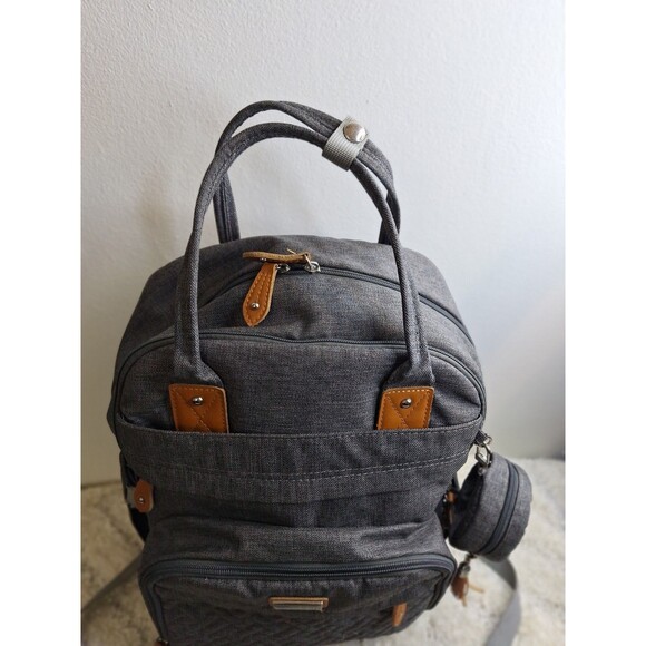 BabbleRoo Waterproof Diaper Bag Backpack Baby Essentials Travel Tote Bag Gray - Picture 4 of 12